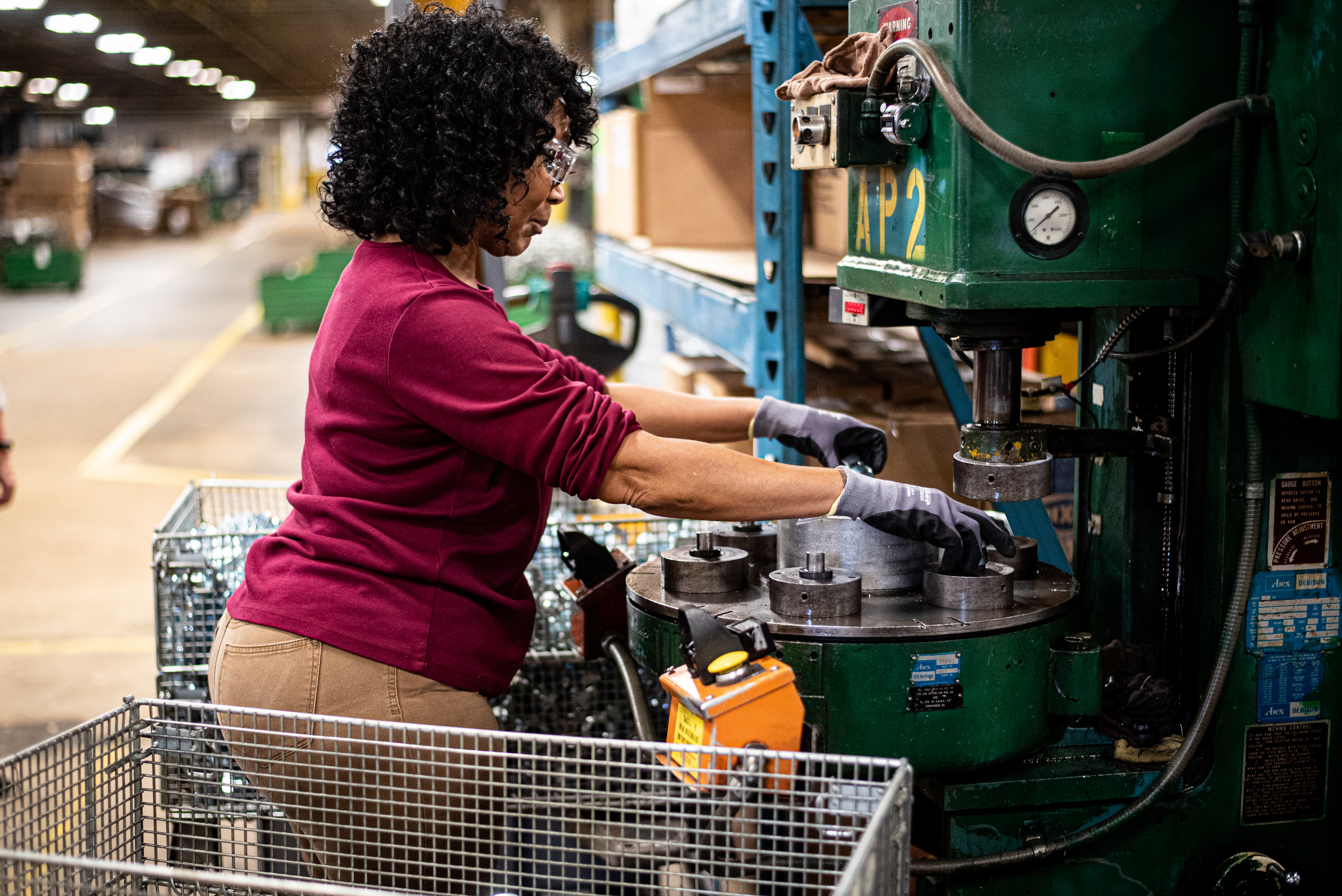 Woman working at a machine